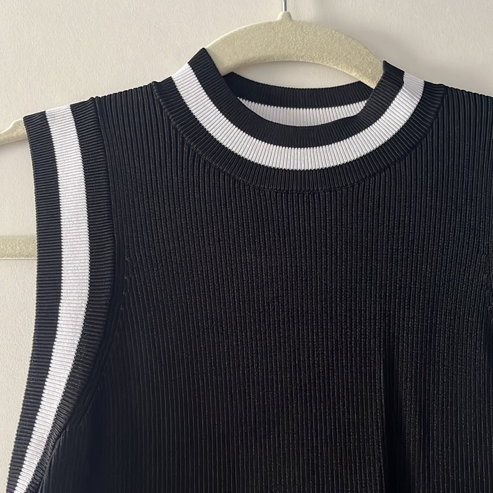 Rag & Bone Women's Black and White Priya Crewneck Knit-Tank - Picture 2 of 5